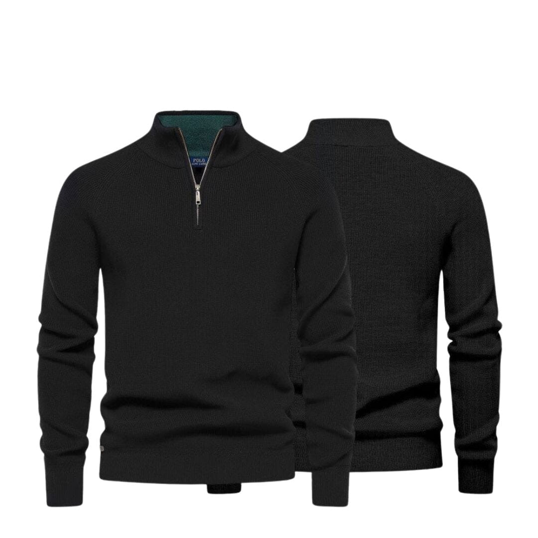 Zip Cable-Knit Wool Knit Sweater Ralph Lauren Elorien Black S 